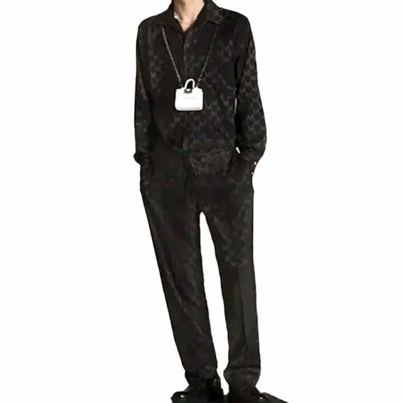 Marcell Von Berlin - Men's Jacquard Trouser Pants - Size 36 Black - Picture 1 of 17